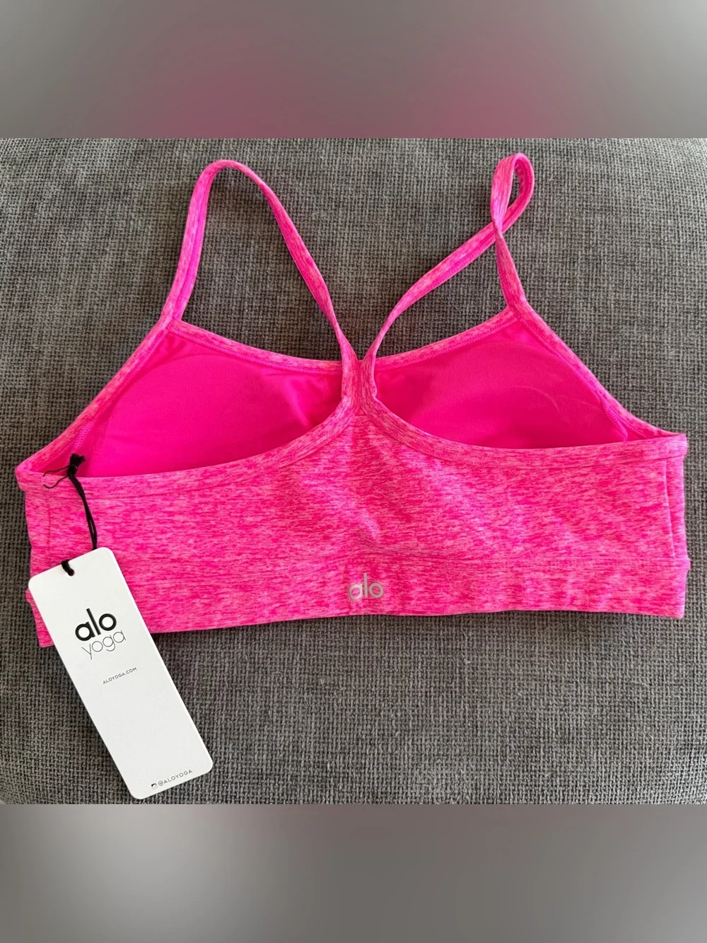 Alo Yoga Alosoft Gratitude Bra Neon Pink Heather L